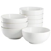 Gibson Home Ogalla 8 Piece Fine Ceramic 6 Inch 22 Ounce Cereal Bowl Set in White