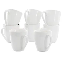 Gibson Home Ogalla 8 Piece 12 Ounce Gold Banded Fine Ceramic Mug Set