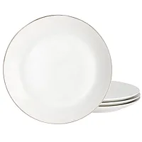 Gibson Home Ogalla 4 Piece Fine Ceramic 10.5 Inch Dinner Plate Set in White with