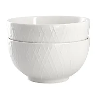 Gibson Home Great Essentials 2 Piece Fine Ceramic 6in Cereal Bowl Set in White