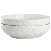 Gibson Home Great Essentials 2 Piece Fine Ceramic 8.2in Dinner Bowl Set in White
