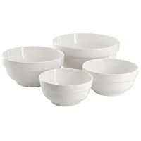 Gibson Home Great Essentials 4 Piece Fine Ceramic Serving Bowl Set in White