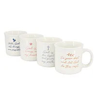 Gibson Home Daily Wisdom 4 Piece Assorted 21 Ounce Stoneware Mug Set in White