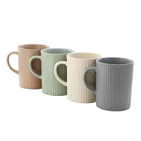 Gibson Home Evening Stroll 4 Piece 19 Ounce Stoneware Ribbed Mug Set in Assorted