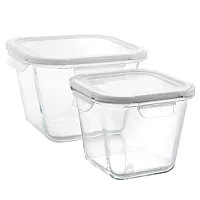 Gibson Home House Specials 4 Piece Borosilicate Glass Square Storage Container S