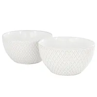 Gibson Elite Earlhart 2 Piece 6 Inch Ribbed Stoneware Cereal Bowl Set in White