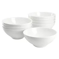 Gibson Elite White Peninsula 8 Piece 6.5 Inch Bone China Cereal Bowl Set in Whit