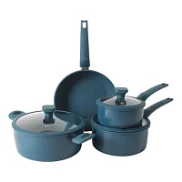 Gibson Home Helensburgh 7 Piece Nonstick Carbon Steel Cookware Set in Blue