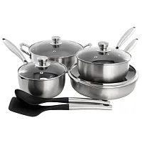 Gibson Home Elsenborn 10 Piece Hybrid Nonstick Stainless Steel Cookware Set