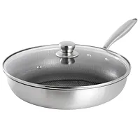 Gibson Home Elsenborn 12in Embossed Interior Stainless Steel Frying Pan with Lid