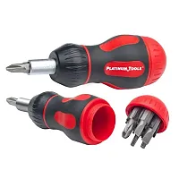 Cmple Platinum Tools 19120C 8 In 1 Ratcheted Stubby Screwdriver 