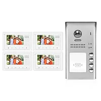 Cmple Video Intercom Entry System Dk43341S/Id - 4 Apartment Audio/Video Kit With