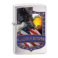 Zippo Veteran Shield With Eagle - Brushed Chrome