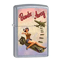 Zippo Windproof Lighter - Pinup Nose Art "Bombs Away Girl" Imprinted Street Chro