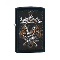 Zippo Windproof Lighter Lucky Bastard Skull Black Matte