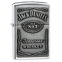 Zippo Windproof Lighter Jack Daniel&#039;S Label-Pewter Emblem High Polish Chrome