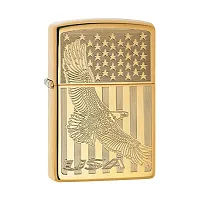 Zippo Windproof Lighter Flying Eagle Engraved High Polish Brass