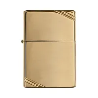 Zippo Windproof Lighter Vintage High Polish Brass W/Slashes