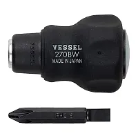 Vessel Cushion Grip 1/4&quot; Hex. Bit Interchangeable Stubby Screwdriver Set No.270B