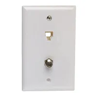 Cmple 284-N Modular Phone & Coaxial Wall Plate