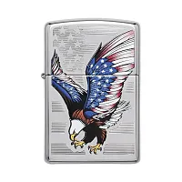 Zippo Windproof Lighter E-Star Award W/Patriotic Eagle Flag High Polish Chrome