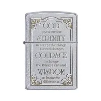 Zippo Windproof Lighter Serenity Prayer Satin Chrome Finish