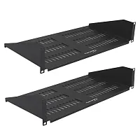 Cmple Wavenet 19Inch Wide 2U Rack Mount Vented Shelf, Weight Capacity 50Lbs, 10I