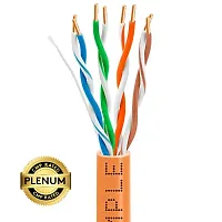 Cmple Cat5E Plenum (Cmp) Cable, 1000Ft, 24Awg 4 Pair Solid Bare Copper, 350Mhz, 