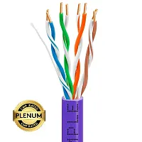 Cmple Cat5E Plenum (Cmp) Cable, 1000Ft, 24Awg 4 Pair Solid Bare Copper, 350Mhz, 