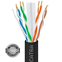 Cmple Cat 6A Outdoor Ethernet Cable 1000Ft Black | Cmx | Utp | Uv Rated 4059-N