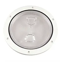 Beckson 6&quot; Clear Center Screw Out Deck Plate - White