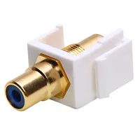 Cmple 480-N Keystone Jack - Modular RCA w/Blue Center (White)