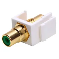 Cmple 486-N Keystone Jack - Modular RCA w/Green Center (White)