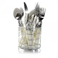 Gibson Sensations II 16 Piece Stainless Steel Flatware Set with White Handles an