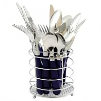 Gibson Sensations II 16 Piece Stainless Steel Flatware Set with Cobalt Handles a