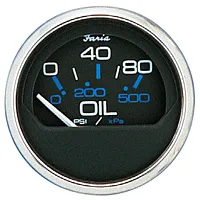 Faria Chesapeake Black SS 2&quot; Oil Pressure Gauge - 80 PSI