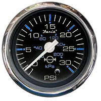 Faria Chesapeake Black SS2&quot; Water Pressure Gauge Kit - 30 PSI