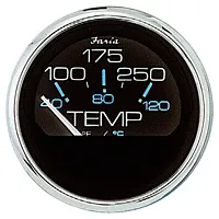 Faria Chesapeake Black SS 2&quot; Water Temperature Gauge (100-250&#1