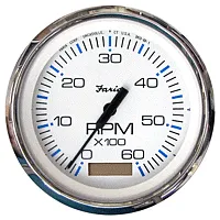 Faria Chesapeake White SS 4&quot; Tachometer w/Hourmeter - 6,000 RPM 
