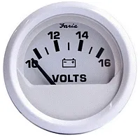 Faria Dress White 2&quot; Voltmeter (10-16 VDC)