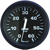 Faria Euro Black 4&quot; Tachometer - 6,000 RPM (Gas - Inboard & I/O)
