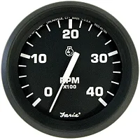 Faria Euro Black 4&quot; Tachometer - 4,000 RPM (Diesel - Mechanical 