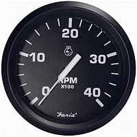Faria Euro Black 4&quot; Tachometer - 4,000 RPM (Diesel - Magnetic Pi