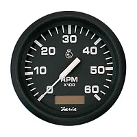 Faria Euro Black 4&quot; Tachometer w/Hourmeter - 6,000 RPM (Gas - In