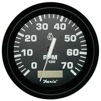 Faria Euro Black 4&quot; Tachometer w/Hourmeter - 7,000 RPM (Gas - Ou