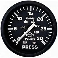 Faria Euro Black 2&quot; Water Pressure Gauge Kit - 30 PSI