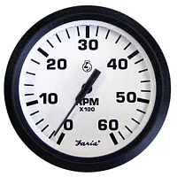Faria Euro White 4&quot; Tachometer - 6,000 RPM (Gas - Inboard & I/O)