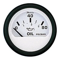 Faria Euro White 2&quot; Oil Pressure Gauge - 80PSI