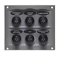Marinco Waterproof Panel - 6 Switches - Grey