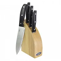 Oster Granger 5 Piece Stainless Steel Cutlery Knife Set with Half Moon Natural W